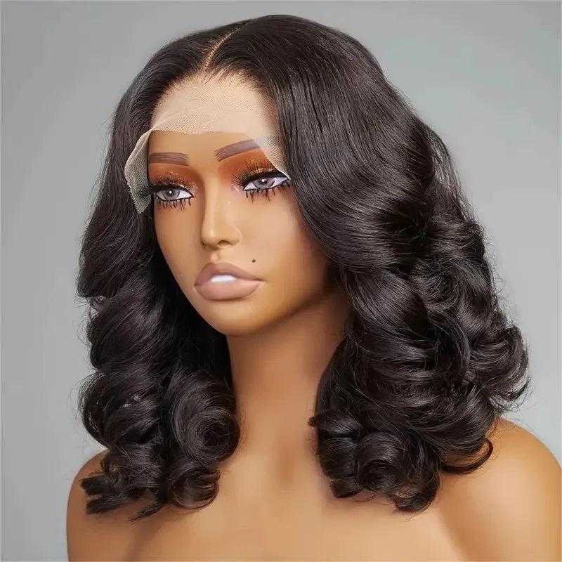 Natural Medium Body Wave Lace Wig High Temperature Heat Resistant Pre Plucked Hairline Adjustable Transparent Lace