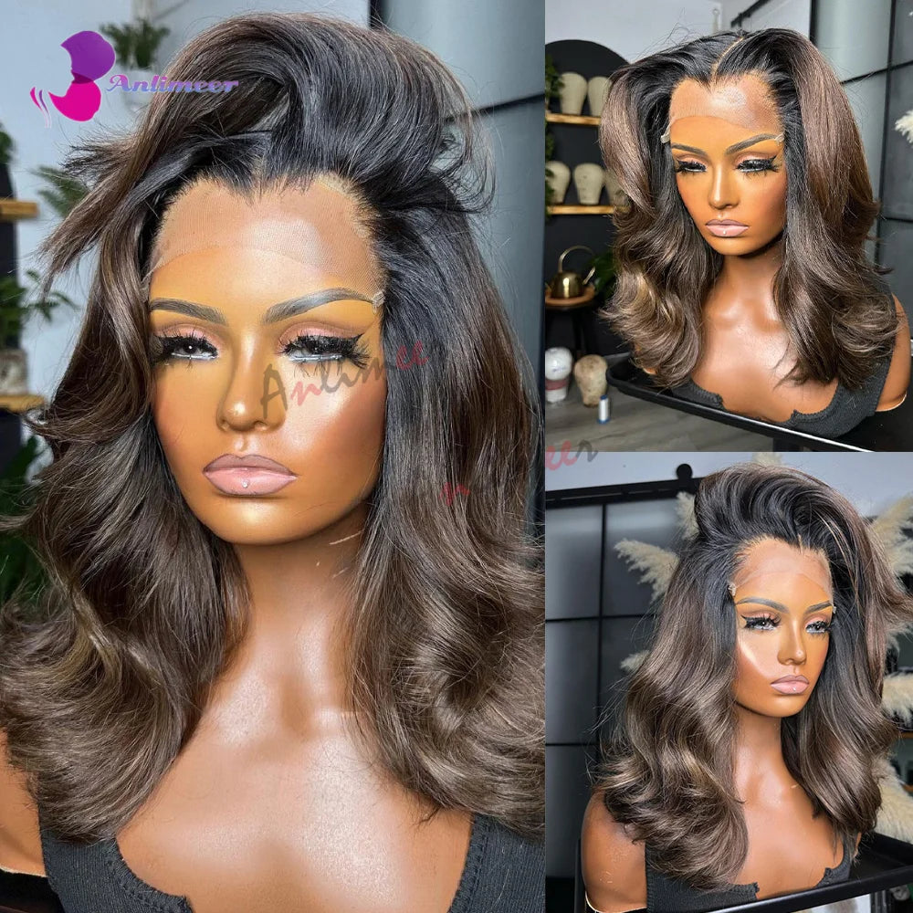 Real Human Hair Wig Short Human Hair Wigs for Black Women 200% Density Lace Front Wig 5x5 Closure Wigs Highlight Wig Human Hair