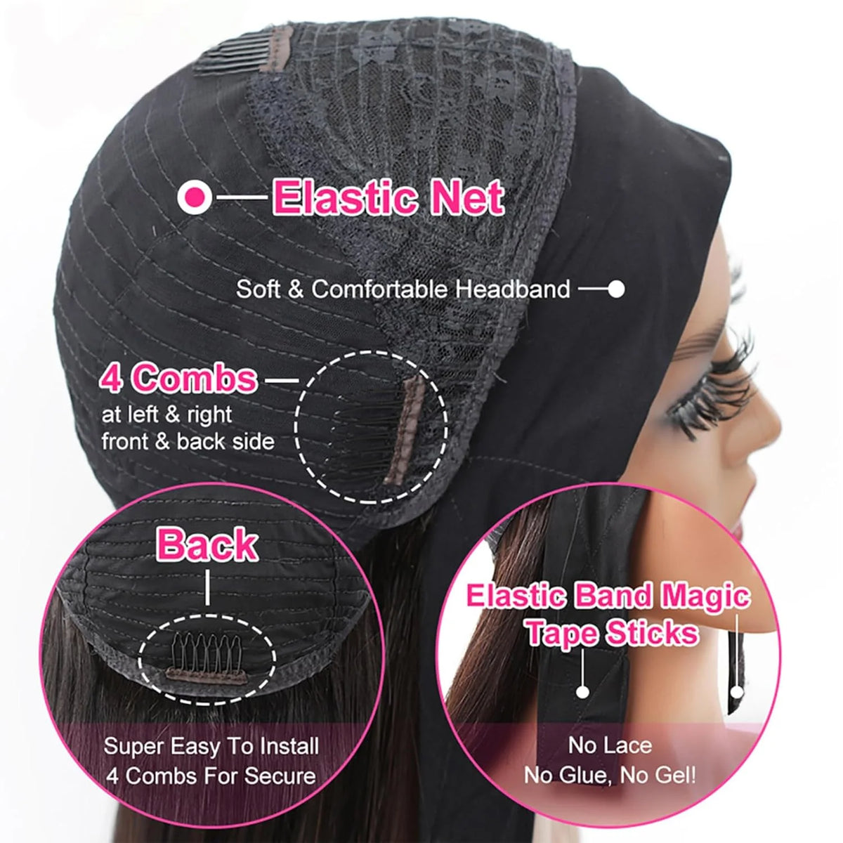 Headband Wigs Human Hair 230% Density Burmese Curly Human Hair Wigs Wear and Go Wigs Full Machine Made Wig Beginner Friendly