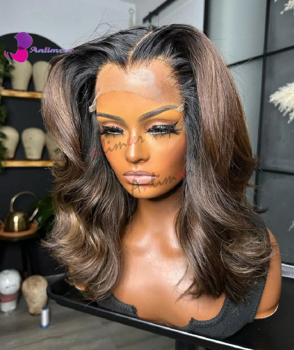 Real Human Hair Wig Short Human Hair Wigs for Black Women 200% Density Lace Front Wig 5x5 Closure Wigs Highlight Wig Human Hair